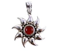 GURU SHOP Ciondolo in argento etnico, ciondolo a forma di sole indiano, normal, argento sterling, Senza Gemme