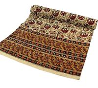 Guru-Shop Copriletto con Stampa a Blocchi, Copriletto, Copri Divano Letto, Sospesi a Mano, Stoffa da Parete Gialla, Marrone, Arancione - Design 2, Cotone, Dimensione: Singolo 150x200 cm