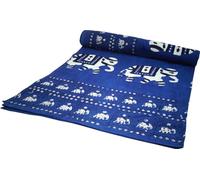 Guru-Shop, copriletto realizzato con block printing, telo etnico da parete lavorato a mano, utilizzabile come copriletto e copridivano, Cotone, Indigo Elefant, Double 225*275 cm