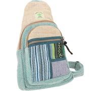 GURU SHOP Cross Body Bag, zaino per il tempo libero, patchwork canapa, borsa a tracolla - petrolio, unisex, per adulti, 35 x 22 x 9 cm, nero, Taglia unica