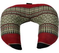 Guru-Shop Cuscino per il Collo, Poggiatesta Thailandese Semicircolare, Cuscino per il Collo Quadrato con Kapok - Rosso/nero/grigio, 8x26x23 cm, Cuscino per il Collo in Stile Thailandese
