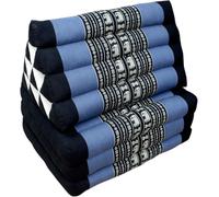 Guru-Shop Cuscino Thai, Cuscino Triangolo, Kapok, Lettino da Giorno con 3 Cuscini - Nero/blu, 30x50x160 cm, Cuscino Thai / 3 Supporti