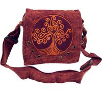 GURU SHOP Ethno Schultertasche, Nepaltsche Stonewash `Tree of Life` - Rostrot, Herren/Damen, Baumwolle, Size:One Size, 15x20x6 cm, Alternative Umhängetasche, Handtasche aus Stoff