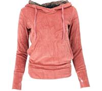 GURU SHOP Felpa con cappuccio Nicki, morbida felpa con cappuccio, in velluto boho - albicocca, da donna, taglia: M