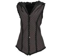 GURU-SHOP, Gilet Goa con Cappuccio Ampio e Soffice `Flower of Life`, Nero/Marrone, Dimensione Indumenti:S (36), Giacche e Gilet Boho