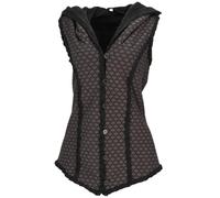 GURU-SHOP, Gilet Goa con Cappuccio Ampio e Soffice `Flower of Life`, Nero/Marrone, Dimensione Indumenti:XL (42), Giacche e Gilet Boho