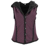 Guru-Shop, Gilet Goa Corto con Ampio e Soffice Cappuccio `Flower of Life`, Viola, Cotone, Dimensione Indumenti:L (40), Giacche e Gilet Boho