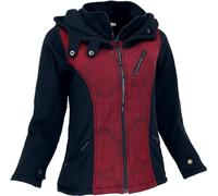 GURU SHOP Goa Festival - Giacca con cappuccio largo, da donna, in cotone, Nero/rosso, 46