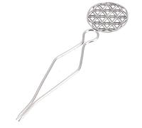 GURU SHOP Goa Forcella per capelli in ottone, hippie, Forchetta per capelli boho - Fiore della vita/argento