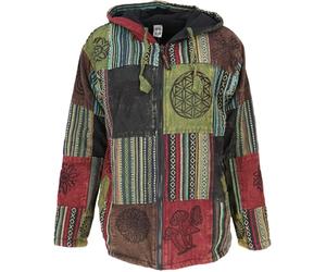 GURU SHOP Goa Jacke, Patchwork Sweatshirt Jacke - grün/bunt Uomo Felpa jogging multicolore XL