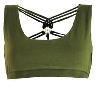 Guru-Shop, Goa Psytrance Bikini Top, Top, Pixi Yoga Top, Verde Oliva, Cotone, Dimensione Indumenti:M/L (38), Magliette Top