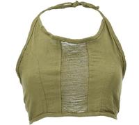 GURU SHOP Goa Top Psytrance - Maglia a fascia da donna, verde oliva, 42