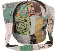 GURU SHOP Grande Borsa a Tracolla Boho, Grande Borsa Patchwork, Shopper - Verde, Unisex - Adulti, Cotone, Size:One Size, 40x38x5 cm, Borse a Tracolla