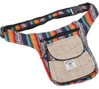GURU SHOP Hanf Ethno Sidebag, Nepal Gürteltasche - Modell 2, Herren/Damen, Beige, Baumwolle, Size:One Size, 25x20x4 cm, Festival- Bauchtasche Hippie