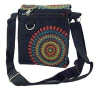 GURU SHOP Kleine Schultertasche, Hippie Tasche, Goa Tasche - Schwarz, Herren/Damen, Baumwolle, Size:One Size, 18x16x4 cm, Alternative Umhängetasche, Handtasche aus Stoff