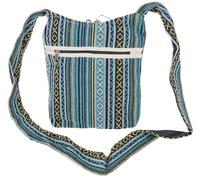 GURU SHOP Kleiner Schulterbeutel, Boho Schultertasche, Tasche im Ethnostyle - Blau, Herren/Damen, Baumwolle, Size:One Size, 25x20 cm, Alternative Umhängetasche, Handtasche aus Stoff