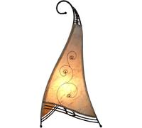 Guru-Shop Lampada All`henné, Lampada da Tavolo/lampada da Tavolo in Pelle - Bangsal, Bianco, Colore: Bianco, 45x24x21 cm, Lampade da Tavolo Orientali