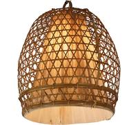GURU SHOP Lampada da Soffitto/plafoniera, Fatta a Mano a Bali con Materiale Naturale, Rattan, Bambù, Cotone - Modello Hernando, 45x35x35 cm, Lampade a Sospensione in Materiali Naturali