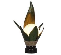 GURU SHOP Lampada da Tavolo con Foglie di Palma/lampada da Tavolo, Fatta a Mano a Bali con Materiale Naturale, Legno di Palma - Modello Palmera 14, Fogliedipalma, 50x30x20 cm