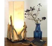 Guru-Shop Lampada da Tavolo/lampada da Tavolo Lesotho, in Bali Fatto a Mano Pezzo Unico di Materiale Naturale, Legno Grezzo, Cotone - Modello Lesotho, Driftwood, 50x20x20 cm