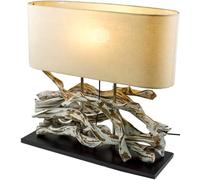 GURU SHOP Lampada da Tavolo/lampada da Tavolo, Pezzo Unico Fatto a Mano in Materiale Naturale, Legno, Cotone - Modello Marimbula, 46x50x16 cm, Lampade da Tavolo in Materiali Naturali