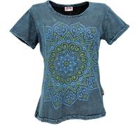 GURU SHOP Maglietta da donna in cotone con stampa mandala, Blu, 48