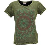 GURU SHOP Maglietta da donna in cotone con stampa mandala, verde, 48