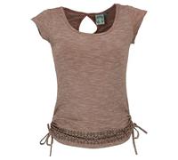 GURU SHOP Maglietta Yoga in cotone biologico Flower of Life da donna, cappuccino, 46