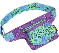 GURU SHOP Marsupio colorato per festival, marsupio, marsupio, blu limone, uomo/donna, cotone, 14 x 17 x 5 cm, marsupio hippie, Viola/turchese, taglia unica, casual