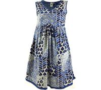 Guru-Shop, Mini Abito, Abito Tunica, Tunica Stampa Blocchi, Indaco, Cotone, Dimensione Indumenti:L (40), Vestiti Corti
