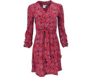 GURU SHOP Mini abito avvolgente in cotone biologico, con stampa a maniche lunghe, da donna, abbigliamento alternativo, Colore: rosso, 42