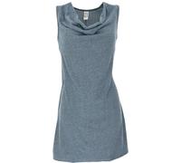 GURU SHOP Mini abito con scollo a cascata, comodo abito senza maniche, da donna, sintetico, grigio/blu, 48