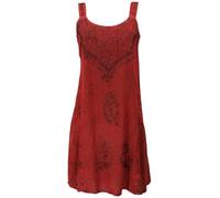 Guru-Shop, Miniabito Indiano Ricamato Chic, Tunica Hippie, Disegno Rosso 16, Sintetico, Dimensione Indumenti:40, Vestiti Corti