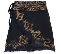 GURU SHOP Minigonna Naturale Goa, Gonna Avvolgente Ethno - Nero, Donna, Cotone, Nero , 36