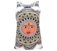 GURU SHOP Mirror Canottiera da yoga da donna in cotone, Mandala sole/Bianco, 42