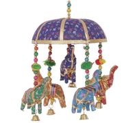 GURU SHOP Mobile con elefante indiano originale con campanella, viola, cotone, colore: viola, acchiappasogni, cellulare