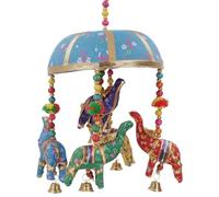GURU SHOP Mobile originale con elefante indiano con campanella, blu, cotone, colore: blu, acchiappasogni, cellulare