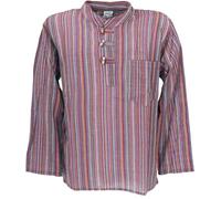 GURU SHOP Nepal - Camicia da pesca a righe Goa Hippie, Viola/Multicolore, XXL