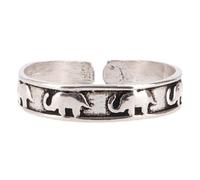 GURU SHOP Onesize - Anello in ottone alla moda con elefanti della fortuna, colore: Argento