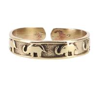 GURU SHOP Onesize - Anello in ottone alla moda con elefanti della fortuna, colore: oro