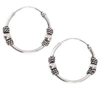GURU SHOP Orecchini a cerchio ethno, stile boho in argento, modello Bali, 3-2,0 cm