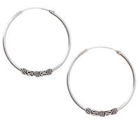 GURU SHOP Orecchini a cerchio ethno, stile boho in argento, modello Bali, 4-3,5 cm