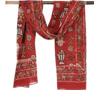 Guru-Shop, Panno Sottile, Pareo, Appeso al Muro, Gonna a Portafoglio, Abito da Sarong, Rosso Combinazione 18, Cotone, Dimensione Indumenti:One Size, 190x120 cm, Panni Stampati