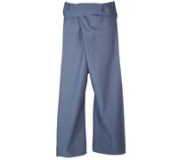 GURU SHOP pantalone da pesca tailandesi in cotone resistente, a portafoglio, da yoga, unico modello, uomo/donna, blu, taglia unica