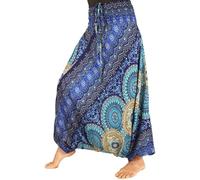 Guru-Shop, Pantaloni Afghani, Tuta, Harem, Turchi, Bloomers, Aladdin - Blu/Beige, Sintetico, Dimensione Indumenti:38