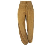 GURU SHOP Pantaloni Aladin a vita larga, da donna, in cotone, a pluder e aladin, abbigliamento alternativo, senape, 42