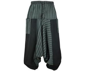 Guru-Shop, Pantaloni da Harem, Pantaloni da Harem Patchwork a Righe, Bloomers, Pantaloni Aladdin, Neri, Cotone, Dimensione Indumenti:40, Pantaloni