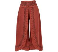 GURU SHOP Pantaloni da palazzo, gonna a pantalone, con stampa naturale, pantaloni estivi, da donna, in cotone, Arancio ruggine, 42