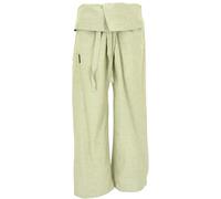 Guru-Shop Pantaloni da pescatore tailandese in cotone solido, pantaloni da yoga, taglia unica, blu, taglia unica, pantaloni da pescatore e pantaloni avvolgenti, salvia, Taglia unica