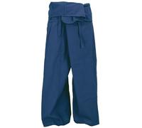 GURU SHOP Pantaloni da pescatore tailandese in cotone solido, pantaloni fasciatoio, pantaloni da yoga, taglia unica, uomo/donna, blu, taglia: taglia unica, Blu marino, Taglia unica